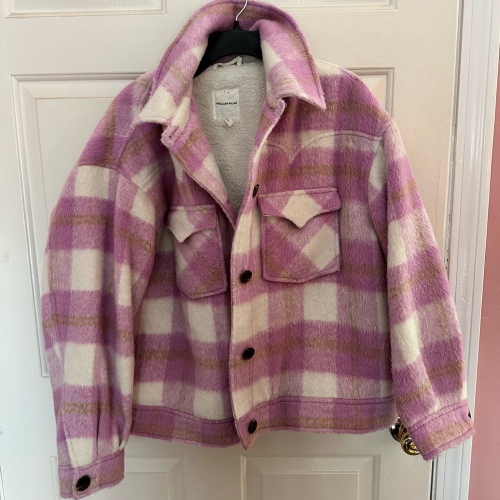 Avec Les Filles pink plaid Sherpa jacket